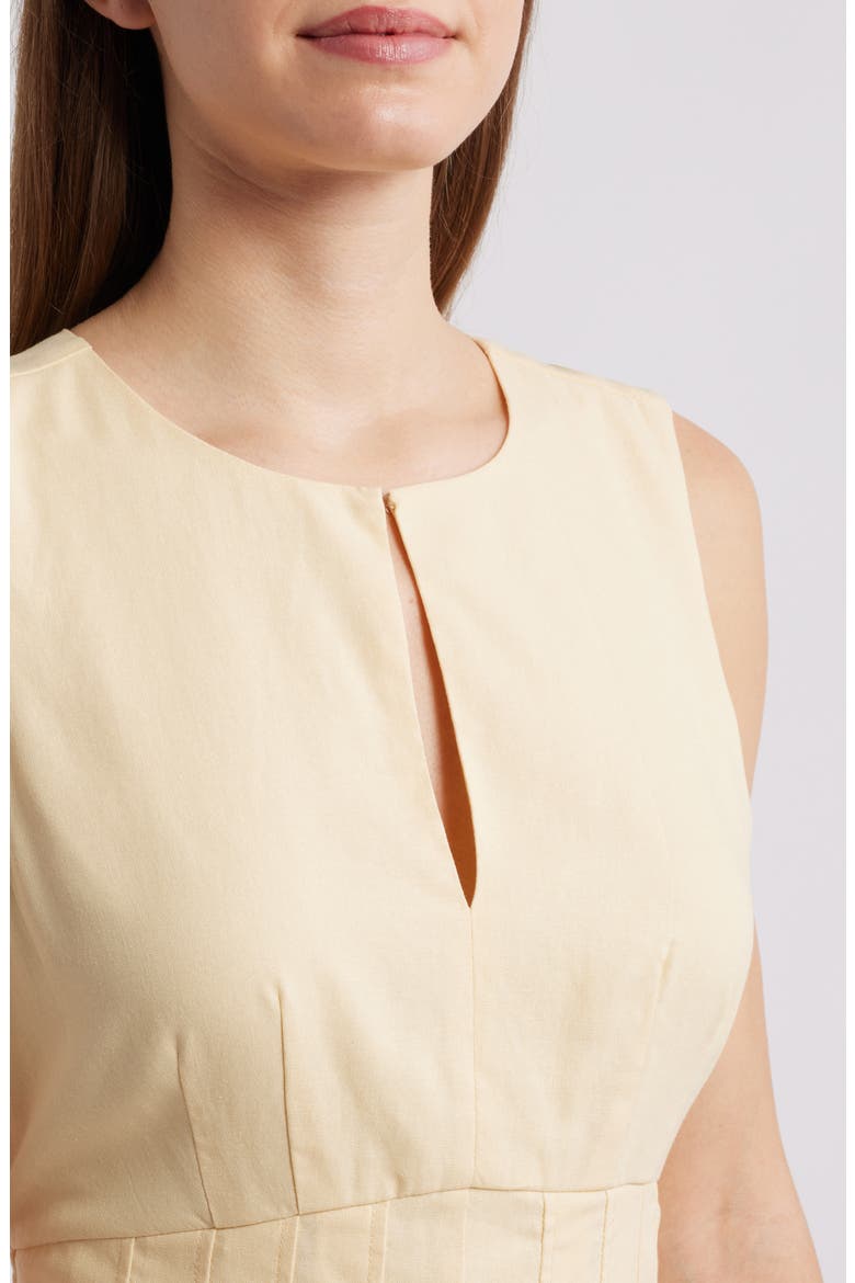 Pintuck Waist Midi Dress, Alternate, color, BUTTER