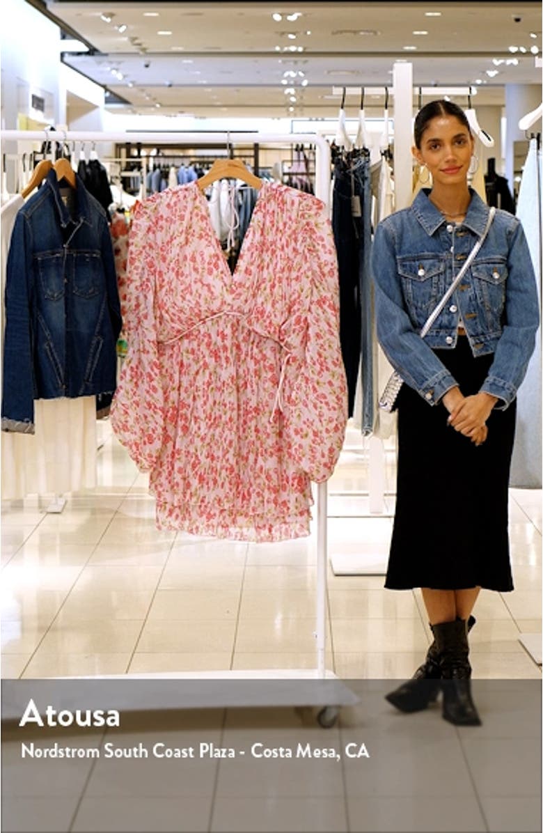 Curve Floral Print Balloon Sleeve Dress, sales video thumbnail