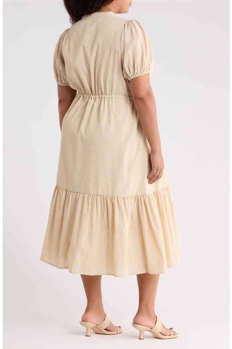 Zephyr Ticking Stripe Tie Waist Dress, Alternate, color, TAN-WHITE