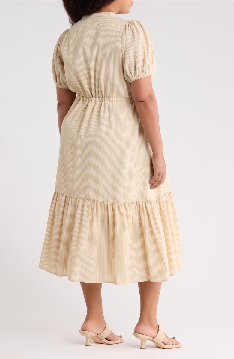 SUGARLIPS Zephyr Ticking Stripe Tie Waist Dress, Alternate, color, Tan-White