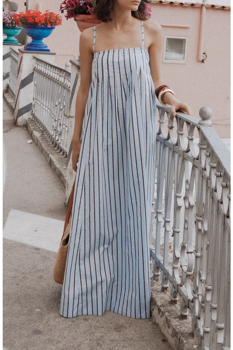 Arletta Stripe Maxi Dress, Alternate, color, BLUE/ BROWN STRIPE