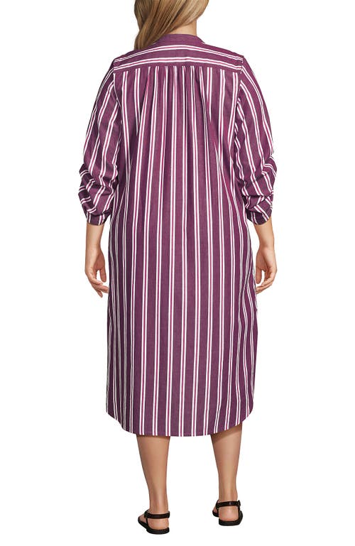 Lands' End Poplin Oversized Puff Sleeve Midi Shirt Dress In Purple