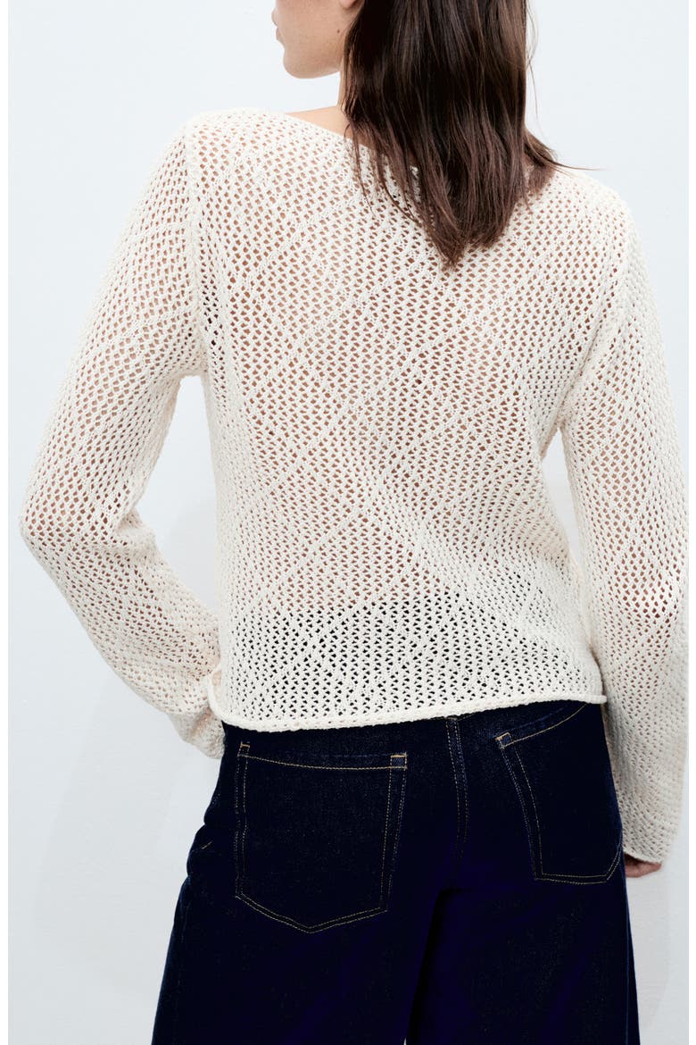 Open Stitch Cotton Blend Sweater, Alternate, color, ECRU