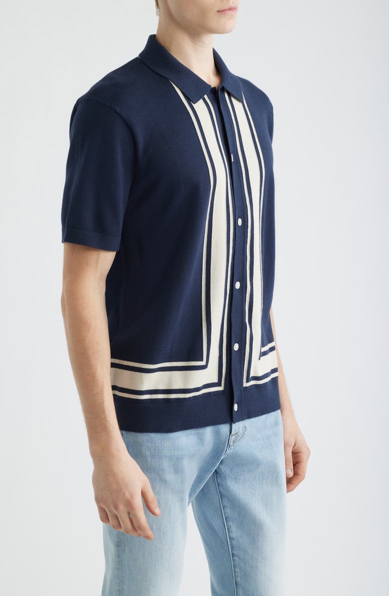 Madewell Border Stripe Short Sleeve Cotton Sweater Shirt, Alternate, color, Ink