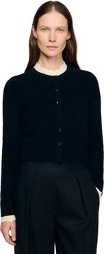 SANDRO Pointelle collar cardigan