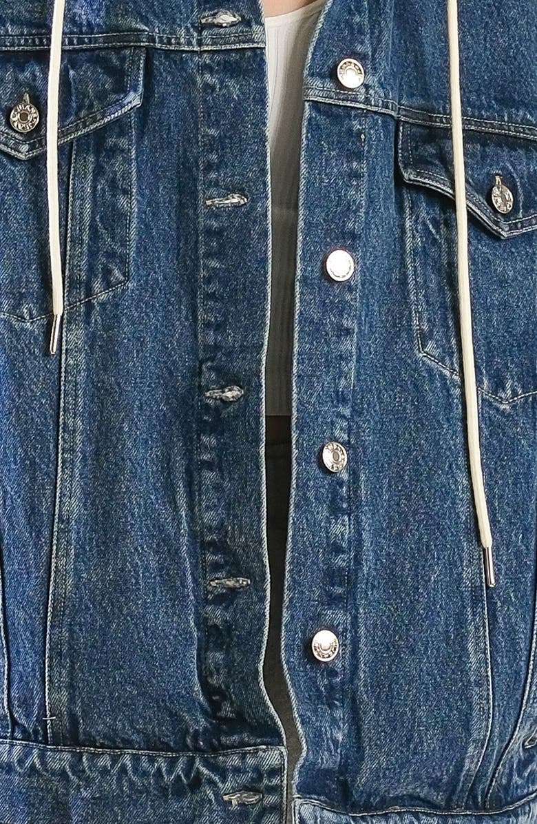 FREEMARKET Hooded Washed Denim Jacket, Alternate, color, Denim/Heather Grey