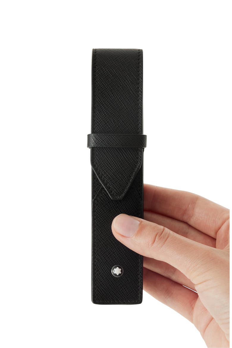 Sartorial Leather 1-Pen Pouch, Alternate, color, BLACK