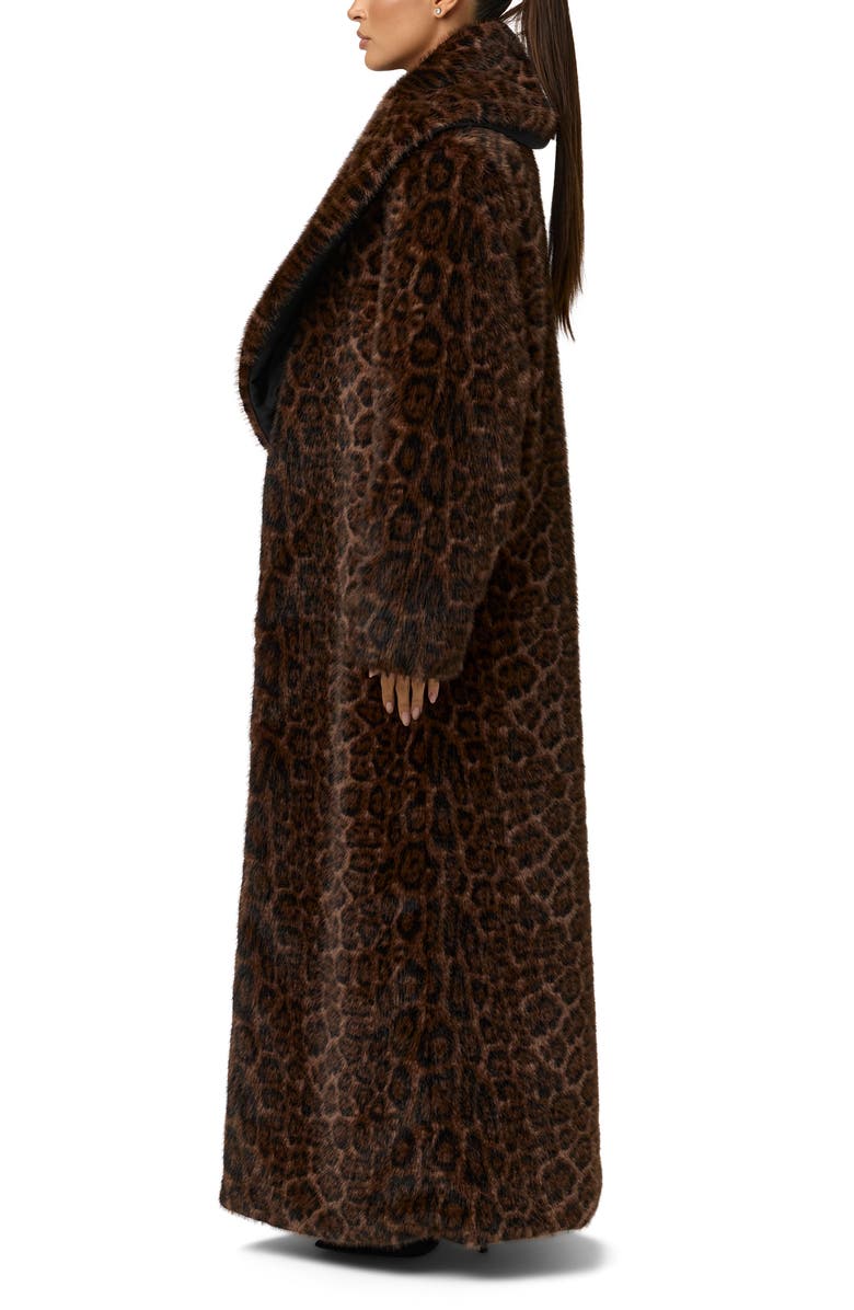 Naked Wardrobe Leopard Faux Fur Coat, Alternate, color, Dark Leopard
