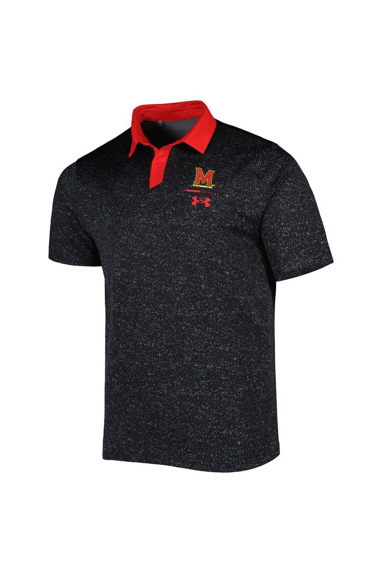 Men's Under Armour Black Maryland Terrapins Static Performance Polo, Alternate, color, Black