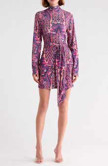 Dara Abstract Long Sleeve Jersey Dress