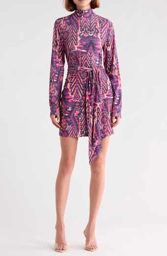 Dara Abstract Long Sleeve Jersey Dress