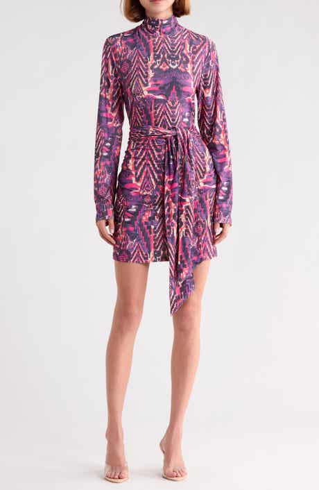 Dara Abstract Long Sleeve Jersey Dress