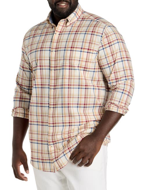 Nautica Big & Tall Plaid Sport Shirt In White