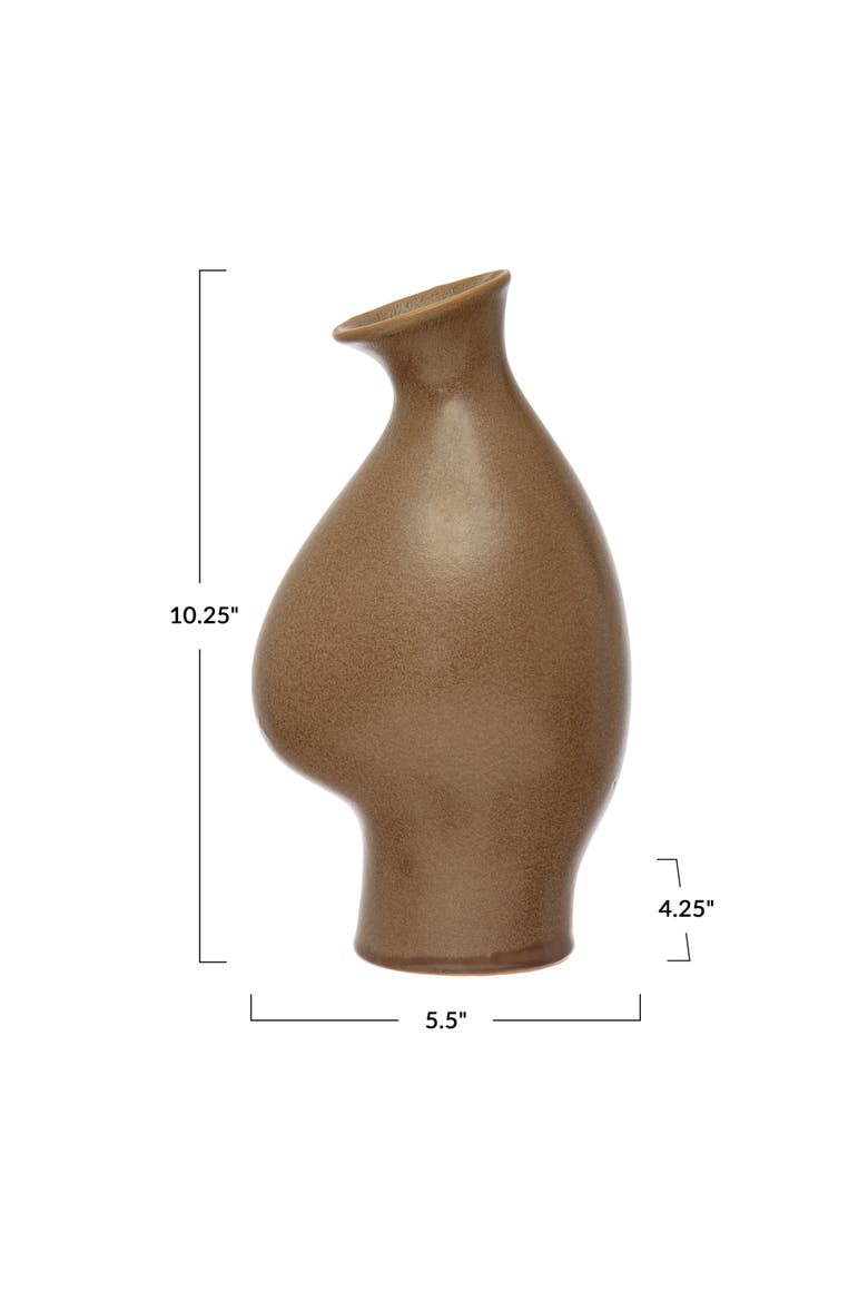 Stoneware Organic Shaped Vase, Speckled Reactive Glaze, Alternate, color, Brown