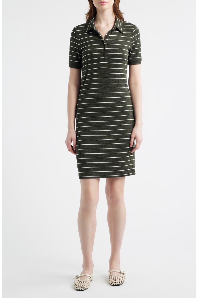 The Knit Stripe Polo Dress, Main, color, ARMY