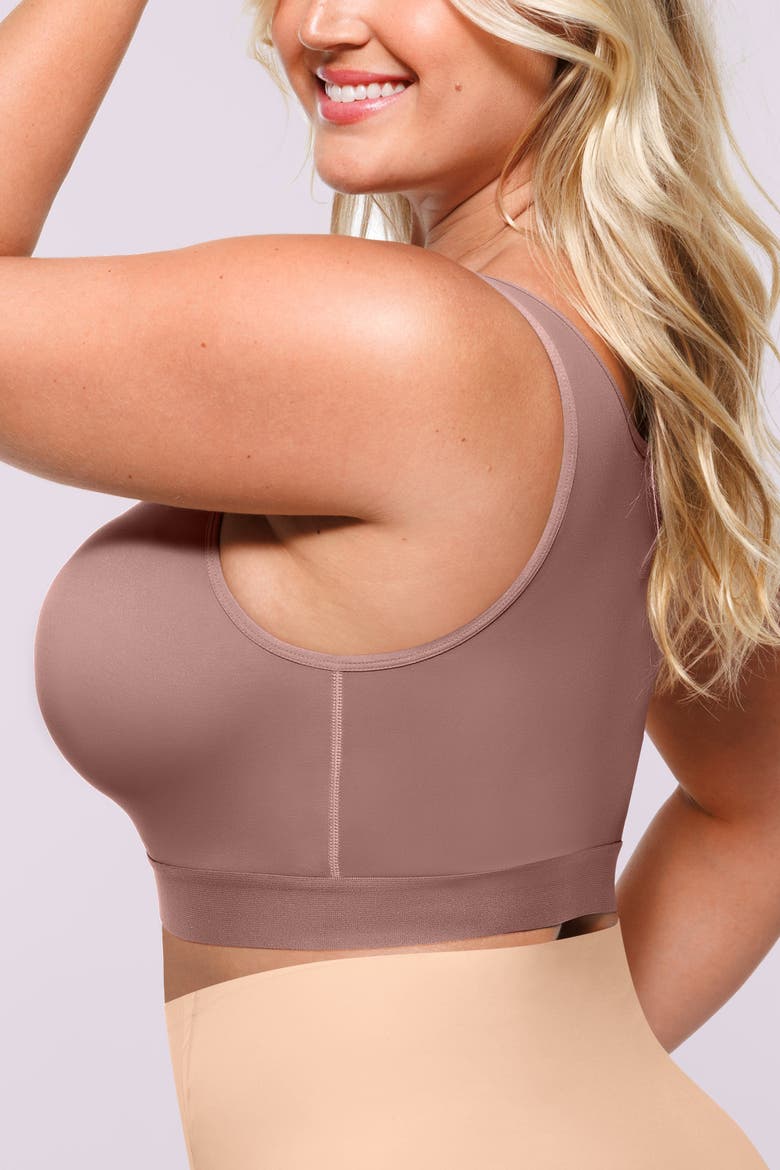 AirSlim® Unlined Wireless Back Support Bra, Alternate, color, Mauve Brown