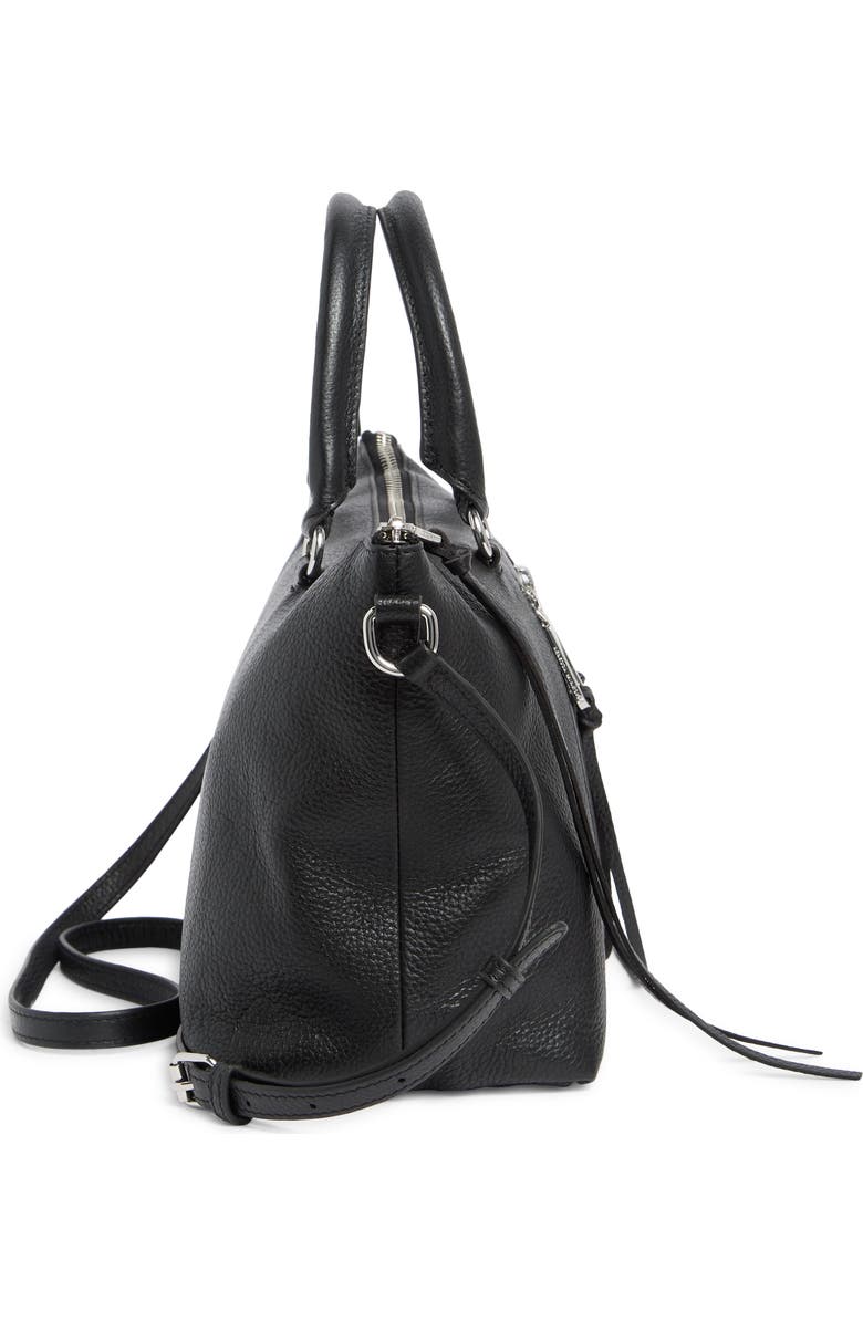 Rebecca Minkoff Moto Zip Leather Satchel, Alternate, color, Black