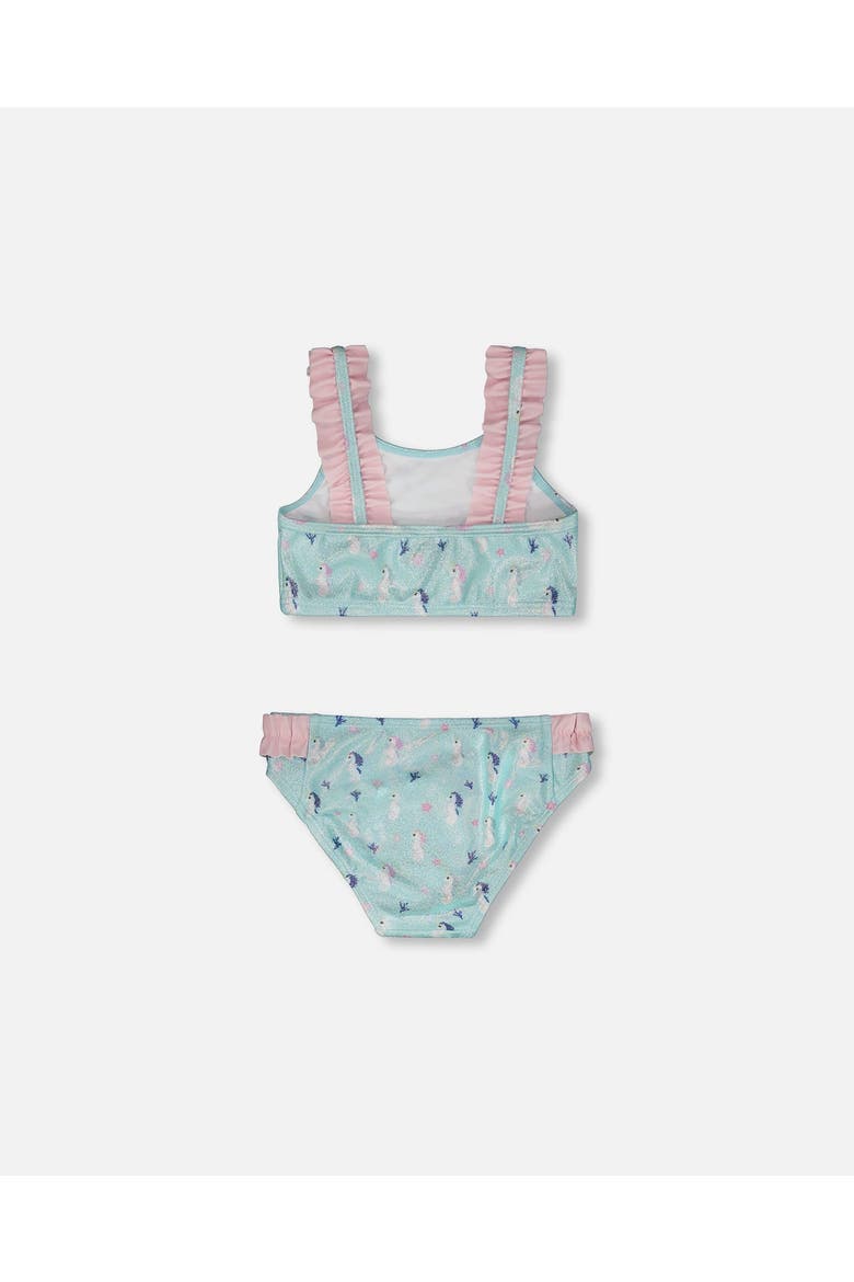 Two-Piece Ruffle Seahorse Swimsuit, Alternate, color, Blue Seahorse Print