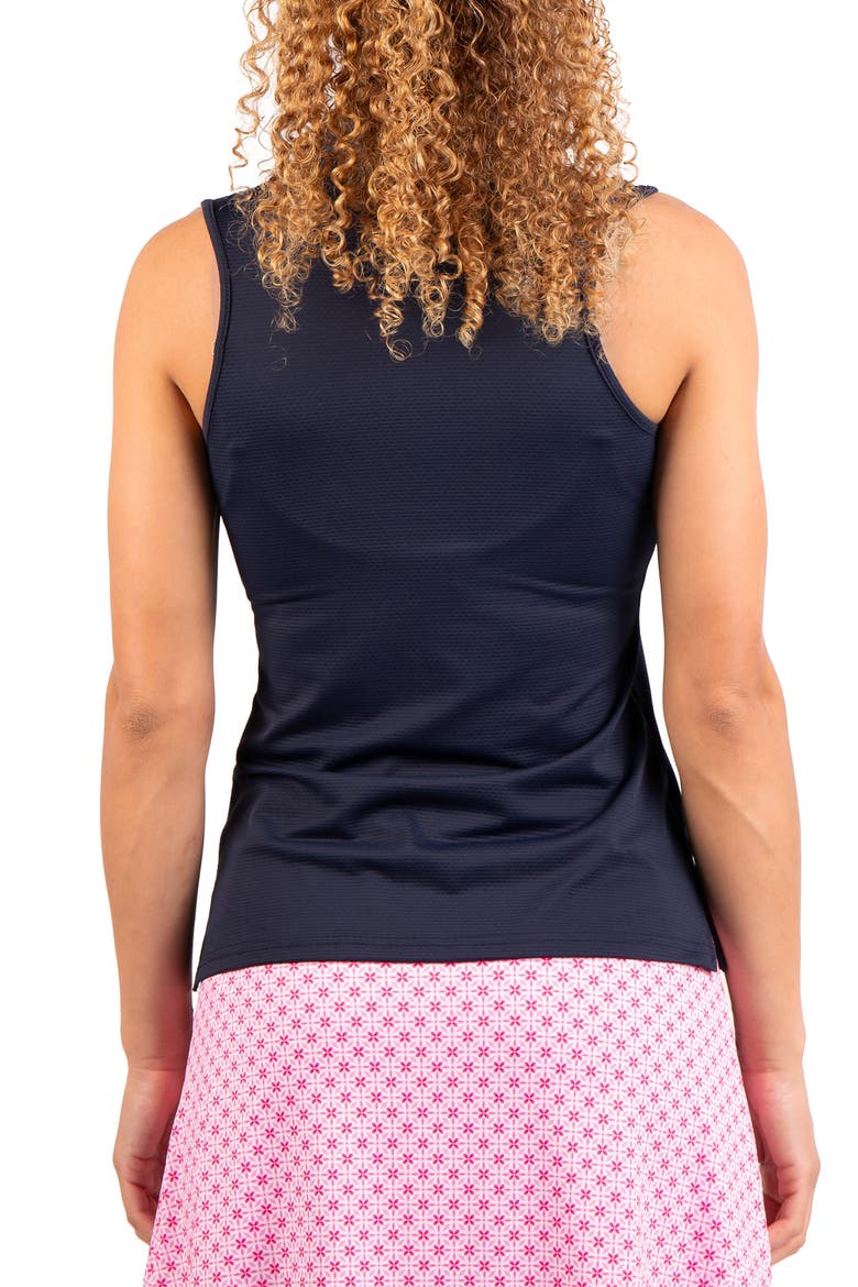 Textured Grid Polo Tank, Alternate, color, NAVY