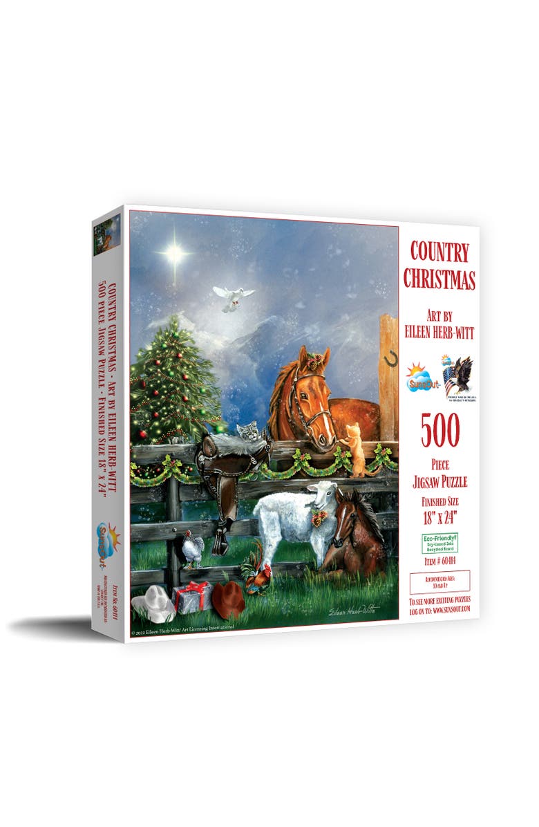 Sunsout Country Christmas 500 piece Jigsaw Puzzle for Adults, Main, color, Multicolor
