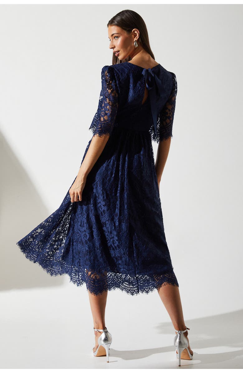 Coast Lace Short Sleeve Midi Dress, Alternate, color, Navy