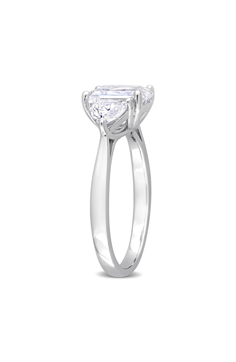 DELMAR Octagon Cut & Trilliant Cut Moissanite Ring, Alternate, color, White