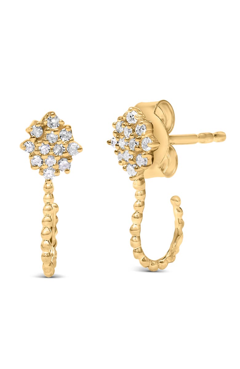 Haus of Brilliance 14K Yellow Gold Plated Silver 1/10 Cttw Diamond Floral Cluster Hoop Stud Earrings, Main, color, Yellow