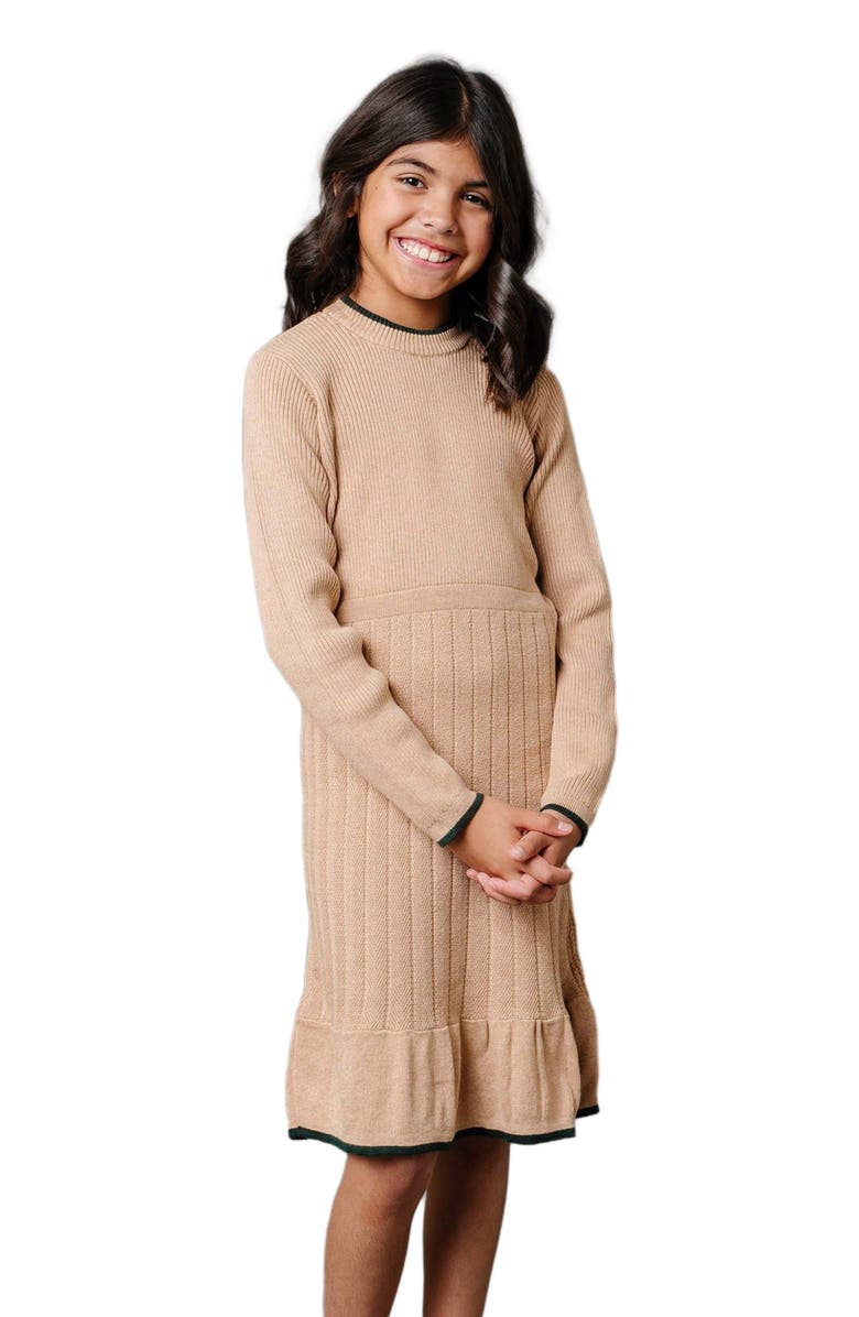 Hope & Henry Girls' Organic Mock Neck Flounce Sweater Dress, Kids, Main, color,