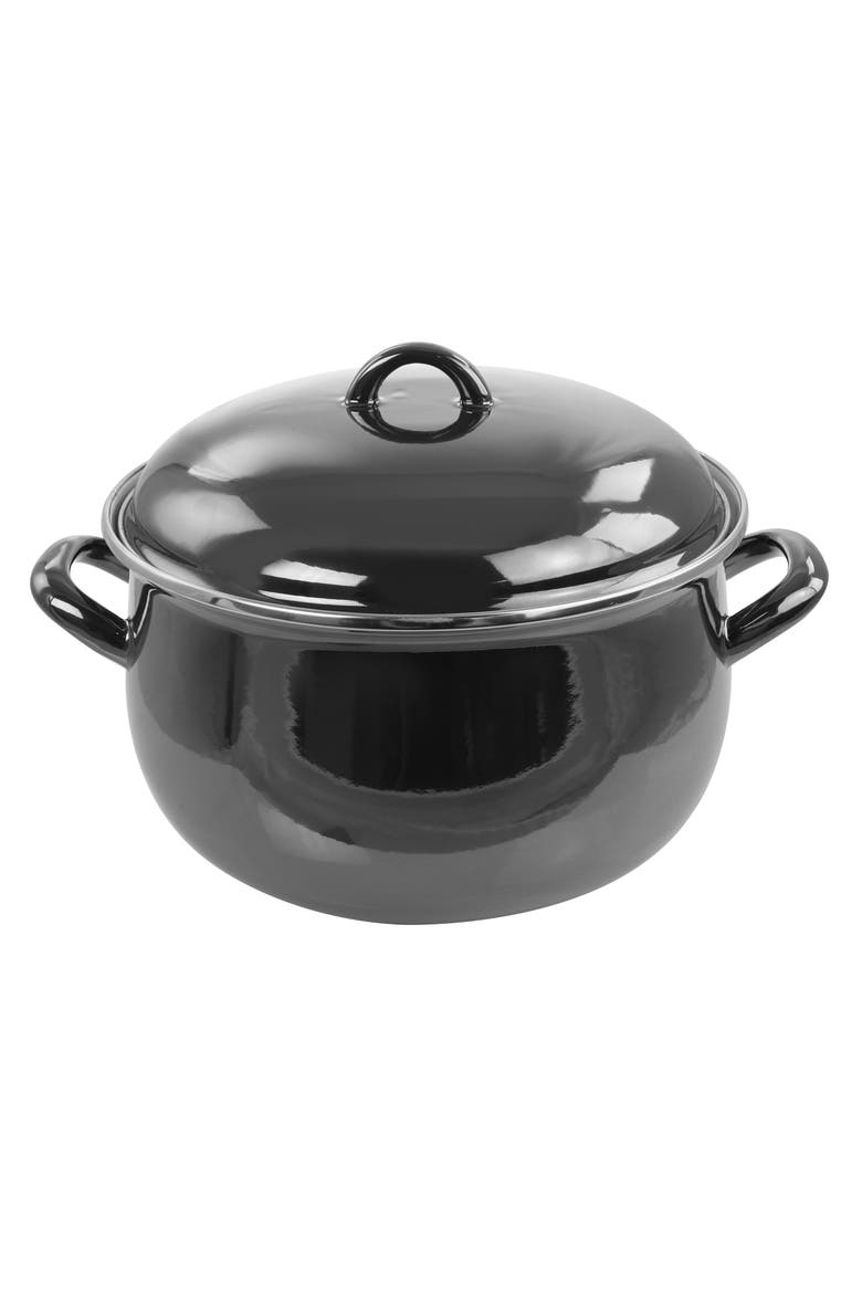 6.5 Quart Steel Casserole with Lid, Main, color, Black