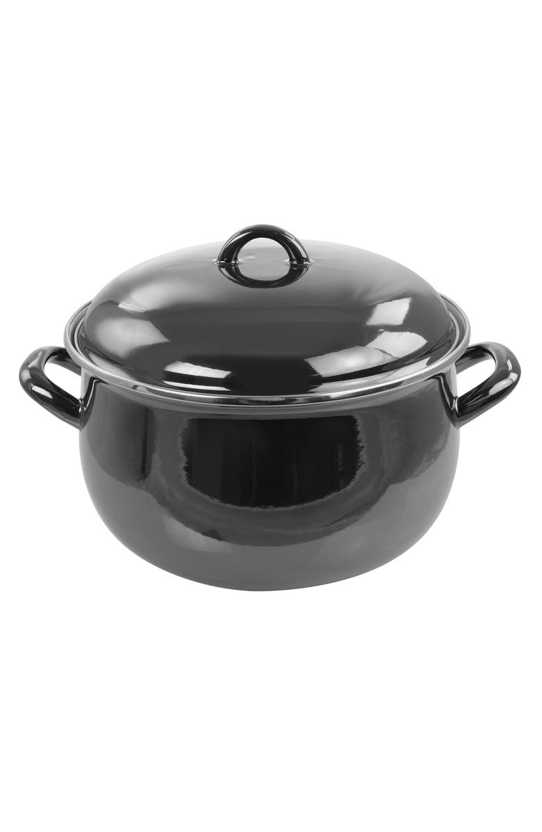 Gibson 6.5 Quart Steel Casserole with Lid, Main, color, Black