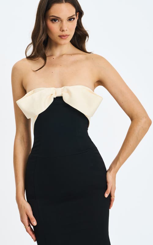 Miss Circle Saige Mermaid Maxi Dress With Bow Bustline In Black