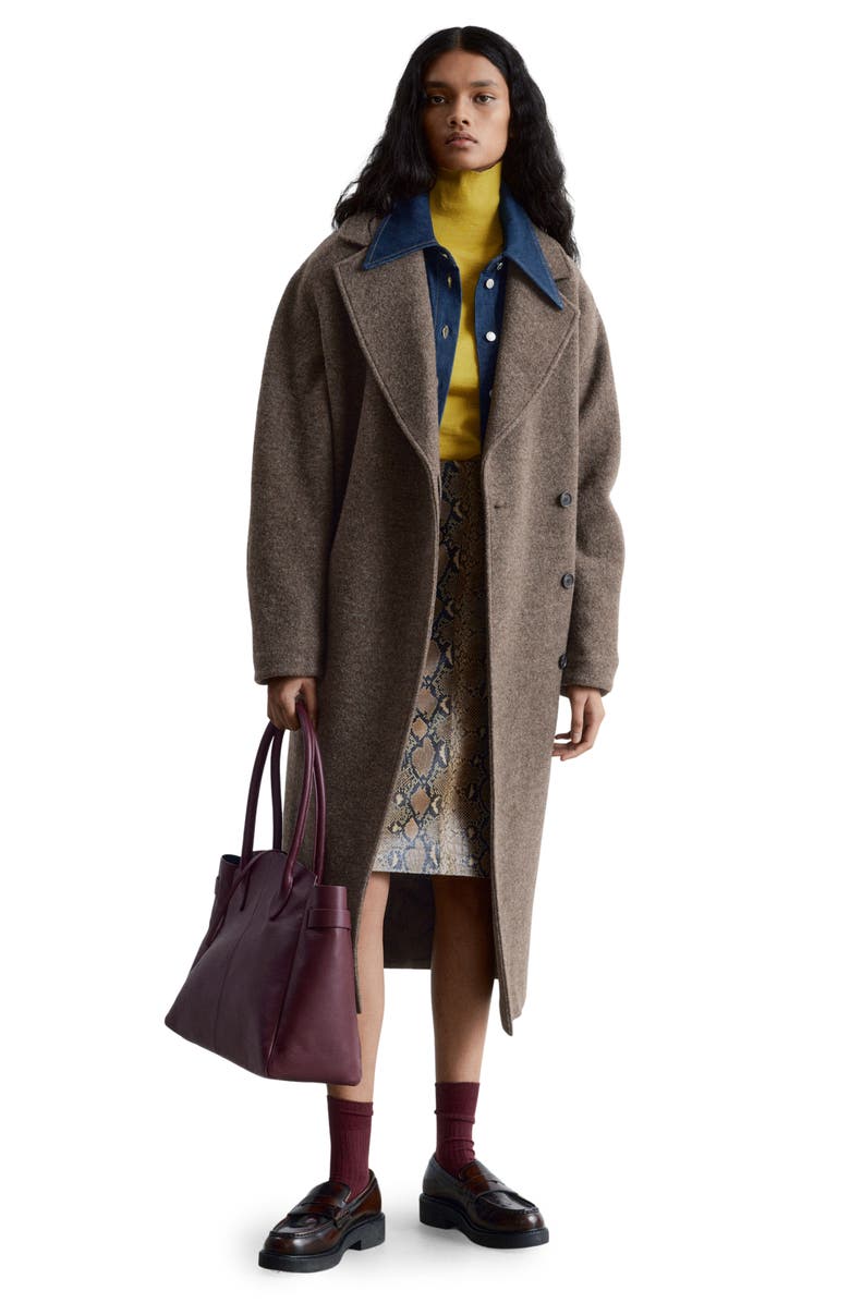 & Other Stories Belted Wool Wrap Coat, Main, color, Mole Dark