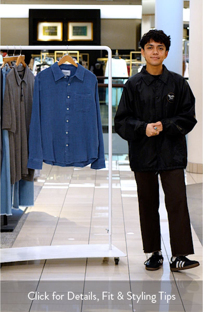 Pigment Dyed Cotton Waffle Button-Up Shirt, sales video thumbnail