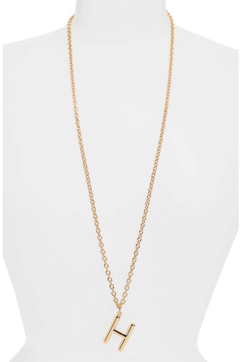 The Big Puffy Initial Pendant Necklace, Alternate, color, GOLD - H