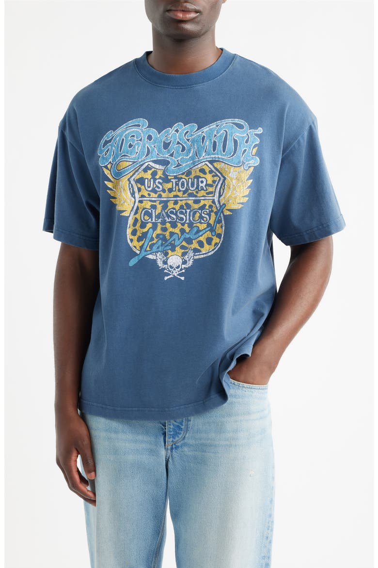 Oversize Aerosmith Live Graphic T-Shirt, Main, color, NAVY WASH