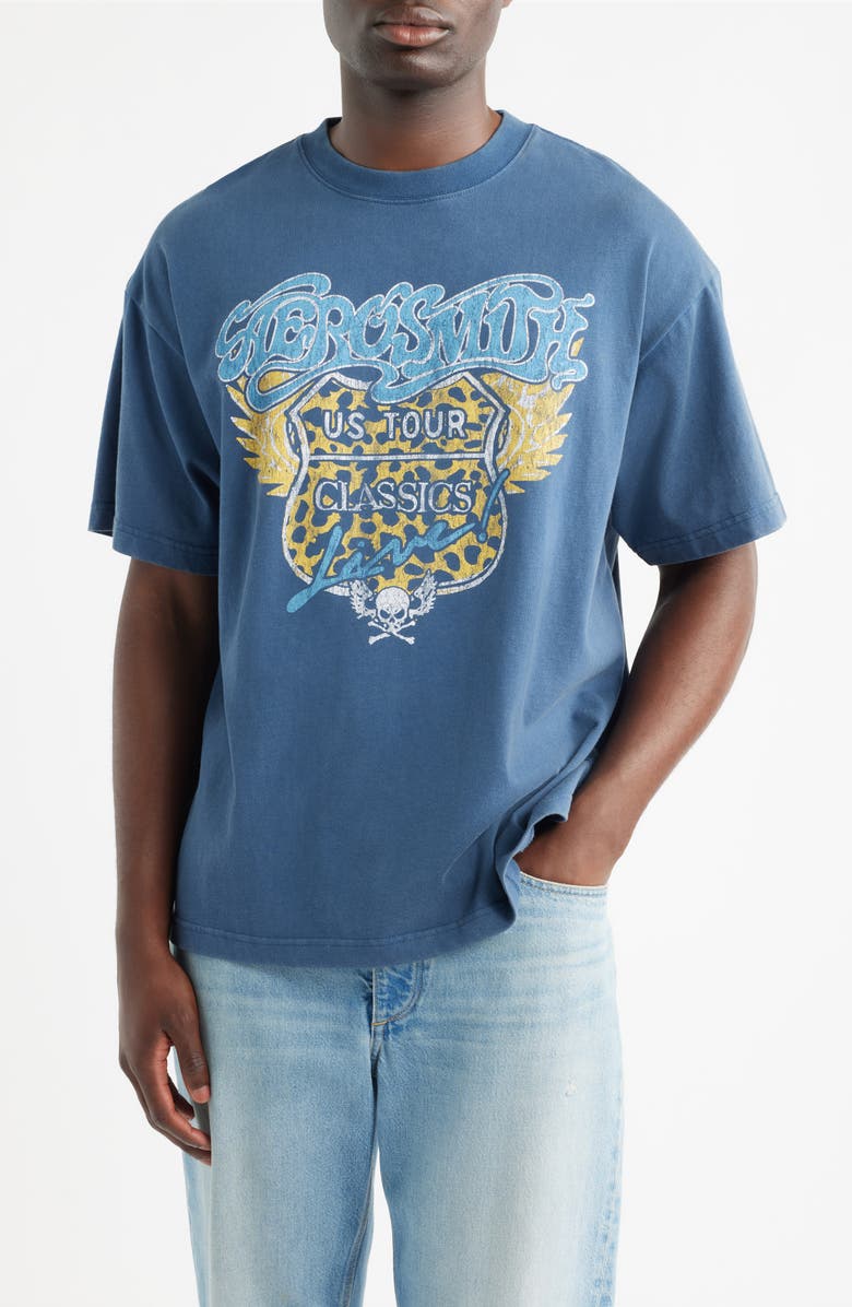 BRAVADO Oversize Aerosmith Live Graphic T-Shirt, Main, color, Navy Wash