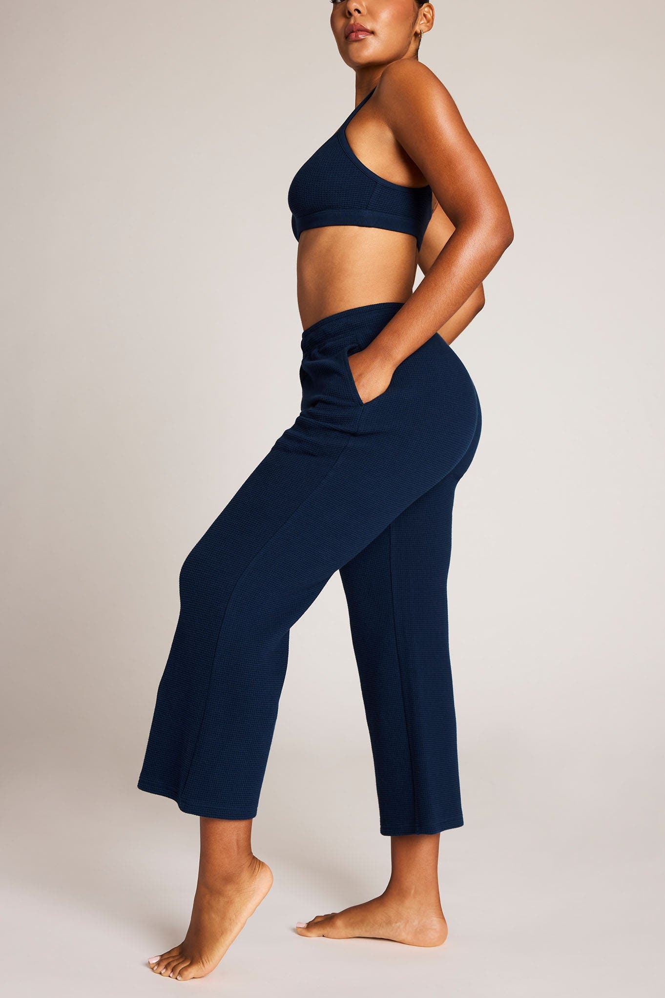 Waffle Knit Cropped Track Pant - image 2