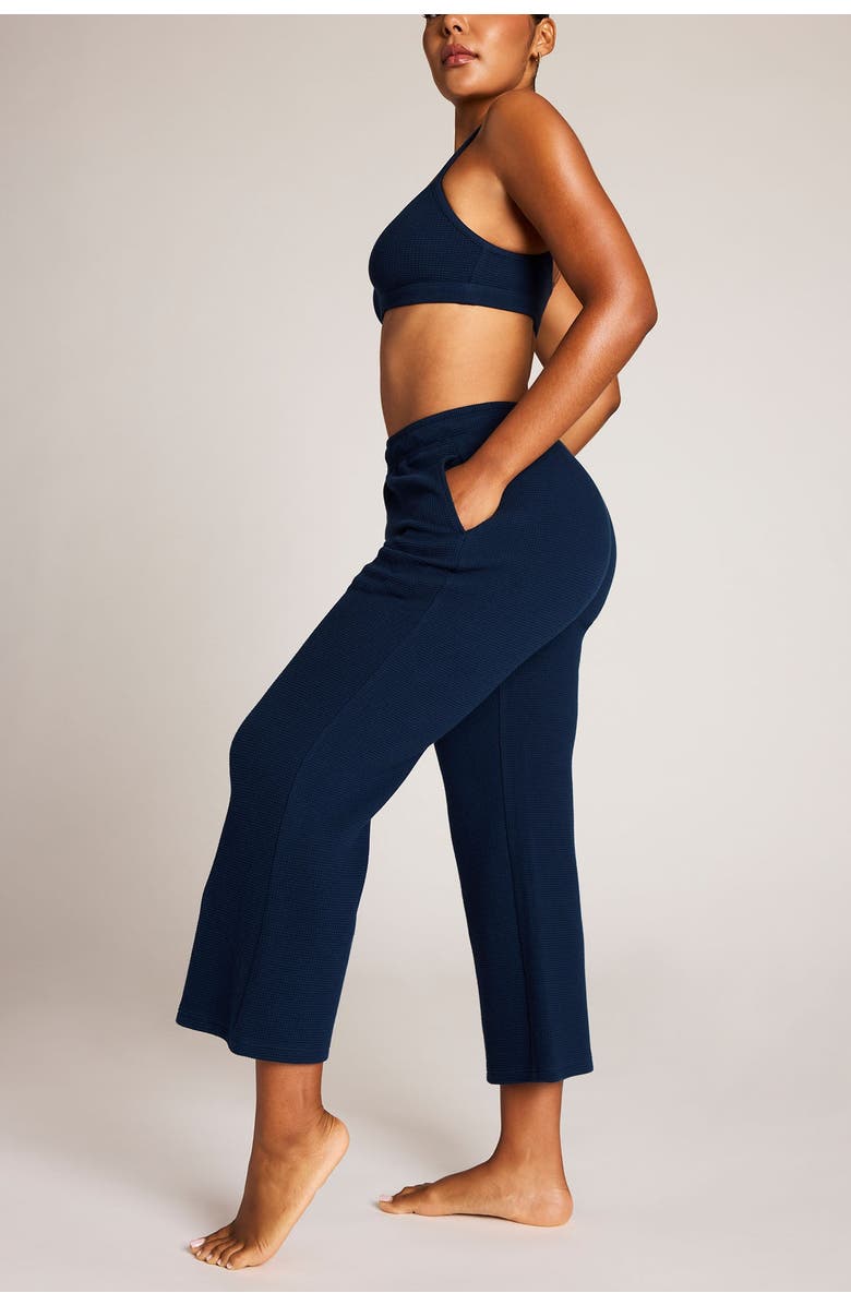 Negative Underwear Waffle Knit Cropped Track Pant, Alternate, color, Navy