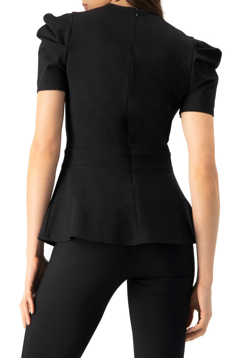 Short Sleeve Peplum Blouse, Alternate, color, Black