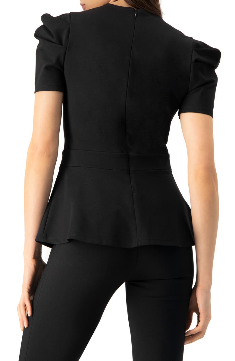 IVONNE Short Sleeve Peplum Blouse, Alternate, color, Black