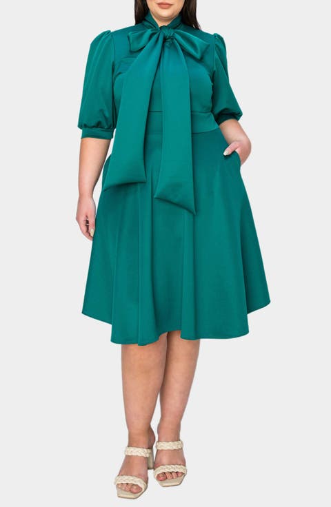 Carina Donna Fit & Flare Midi Dress (Plus)