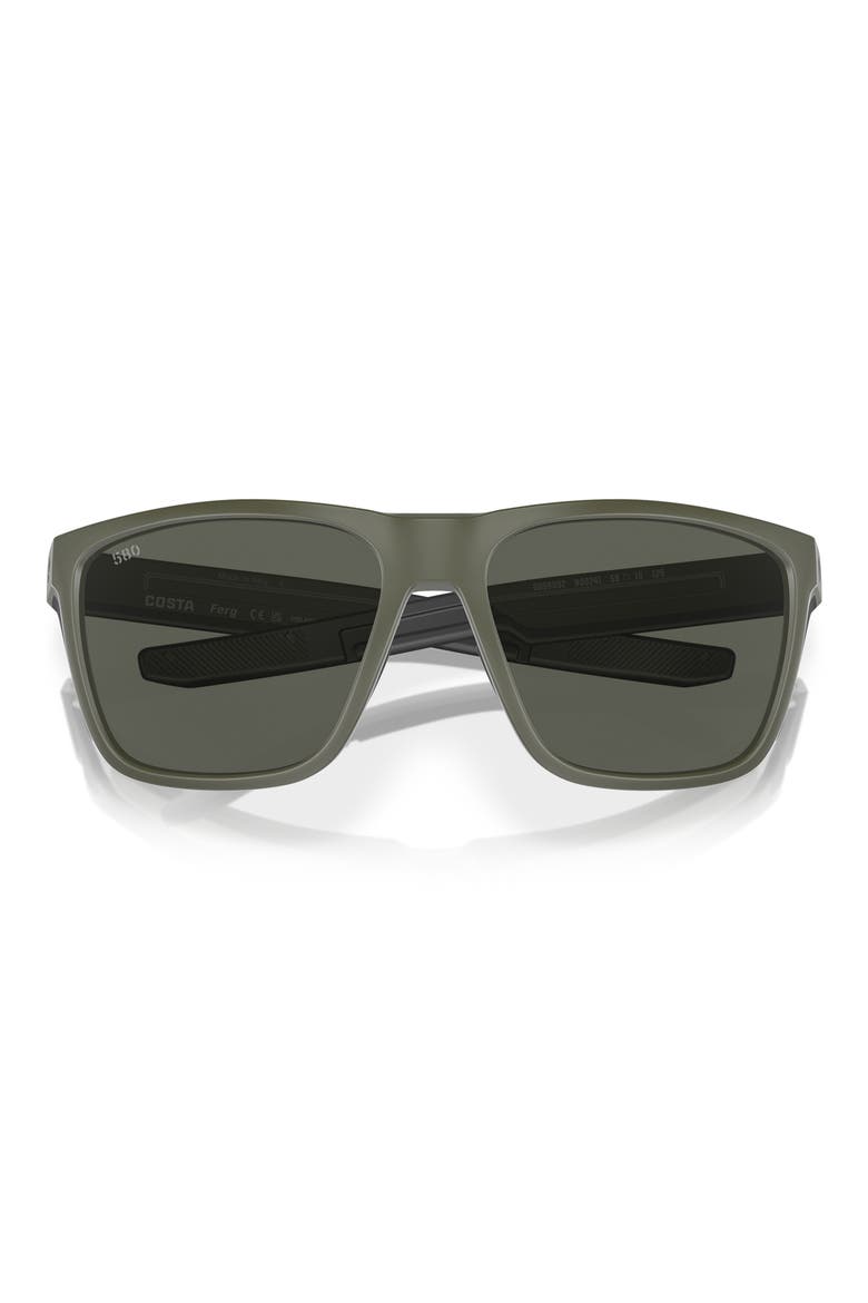 57mm Polarized Square Sunglasses, Alternate, color, MATTE OLIVE/ GRAY 580G