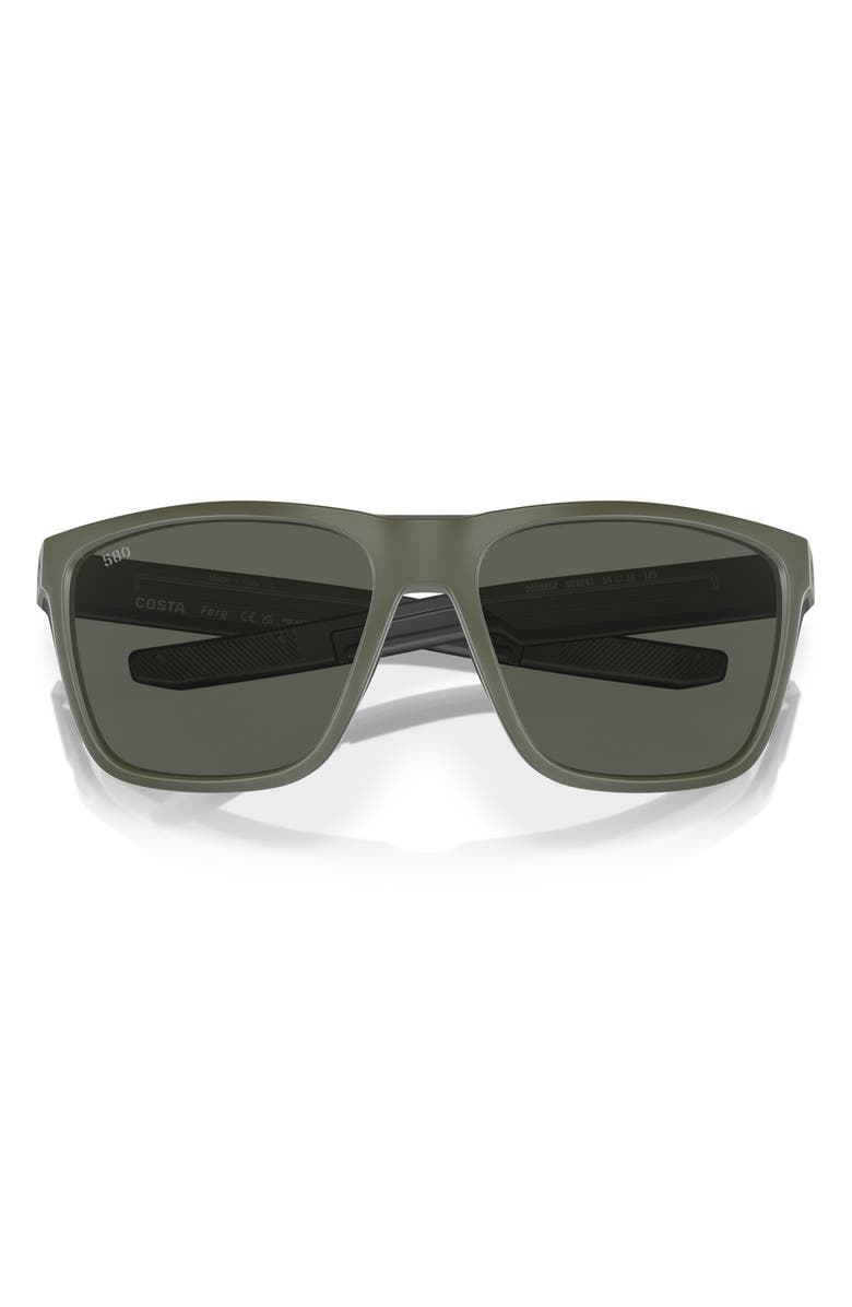 Costa Del Mar 57mm Polarized Square Sunglasses, Alternate, color, Matte Olive/ Gray 580G