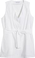 HARSHMAN Reya Tie Waist Sleeveless Poplin Button-Up Top