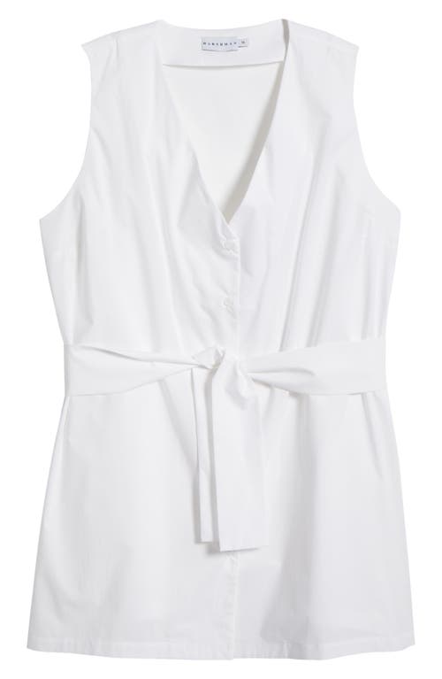 HARSHMAN HARSHMAN REYA TIE WAIST SLEEVELESS POPLIN BUTTON-UP TOP 