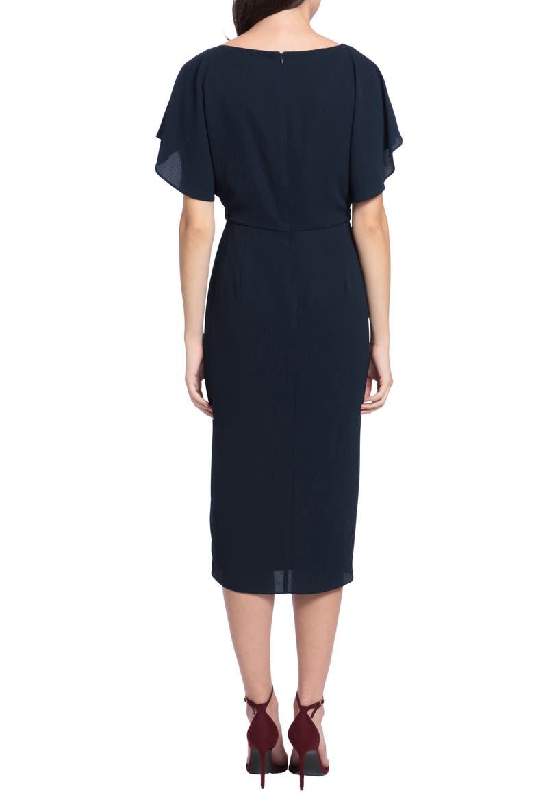 Flutter Sleeve Midi Dress, Alternate, color, NAVY BLAZER