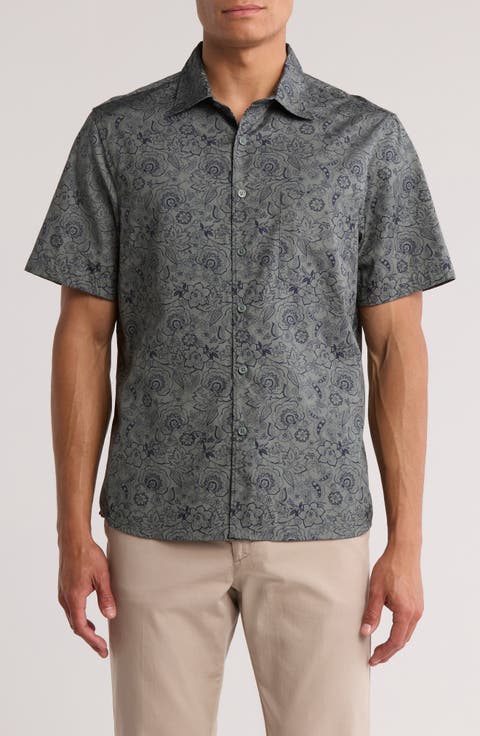 Short Sleeve Cotton Poplin Button-Up Shirt