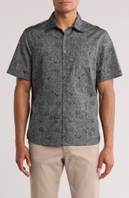 NORDSTROM RACK Short Sleeve Cotton Poplin Button-Up Shirt