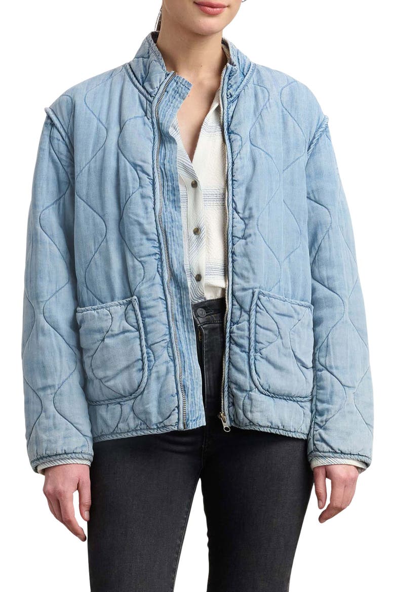 Quilted Chambray Jacket, Main, color, WASHED BLUE