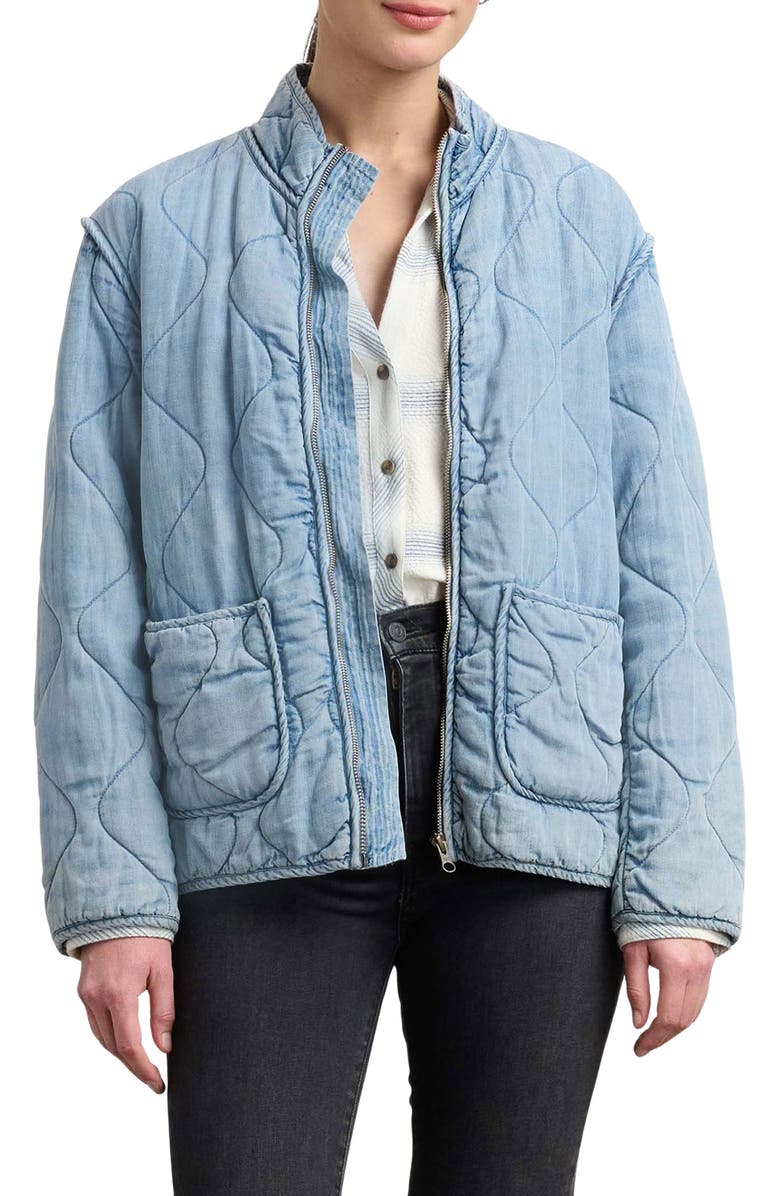 Hatley Quilted Chambray Jacket, Main, color, Washed Blue